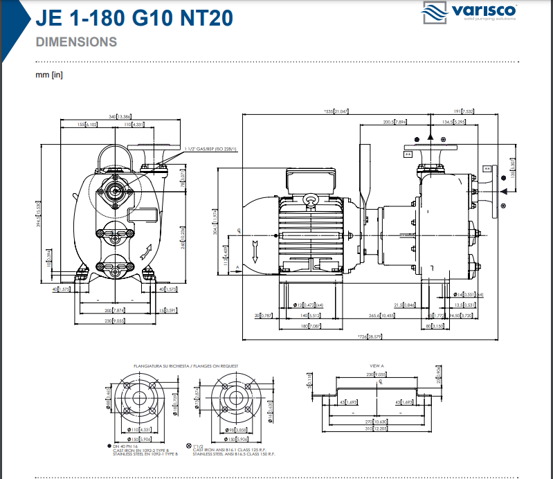 Varisco JE 1-180 G10 NT20 - 11/2" Self Priming 4kw 415v